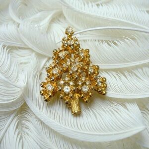 Elegant Eisenberg Ice Signed Gold Tone Christmas Tree Brooch Pin